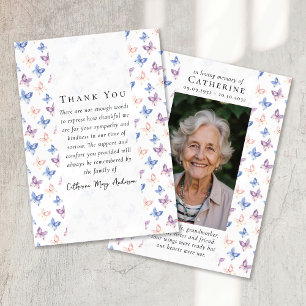 Carte De Remerciements Papillons Lilac Bleu Sympathie Photo Funérailles