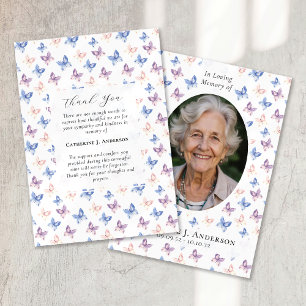Carte De Remerciements Papillons Lilac Bleu Sympathie Photo Funérailles