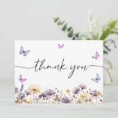 Carte De Remerciements Papillons Modernes  Fête de Mariage Florale (Debout devant)