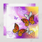 Carte De Remerciements Papillons Monarque sur Arrière - plan pourpre (Devant / Derrière)