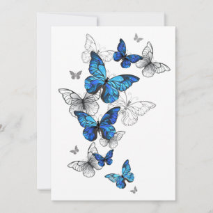 Carte De Remerciements Papillons Morpho Volants Bleus