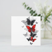 Carte De Remerciements Papillons noirs et rouges volants (Debout devant)