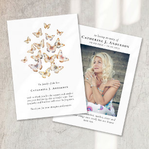 Carte De Remerciements Papillons Photo Sympathy Funeral Memorial