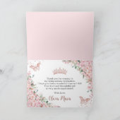 Carte De Remerciements Papillons Roses en fleurs de cerisier Quinceañera (Intérieur)