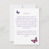 Carte De Remerciements Papillons shower de mariage violet (Dos)