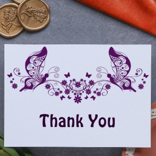 Carte De Remerciements Papillons Violets