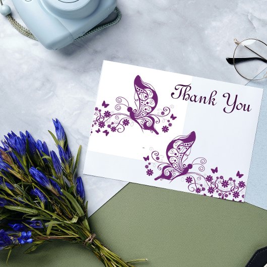 Carte De Remerciements Papillons violets vous remercient
