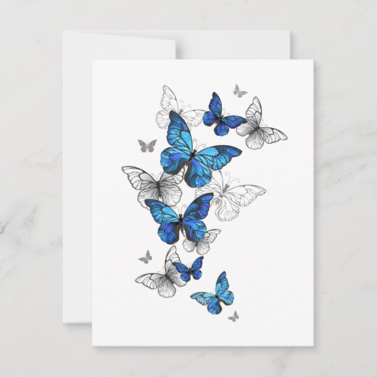 Carte De Remerciements Papillons volants bleus Morpho (Devant)