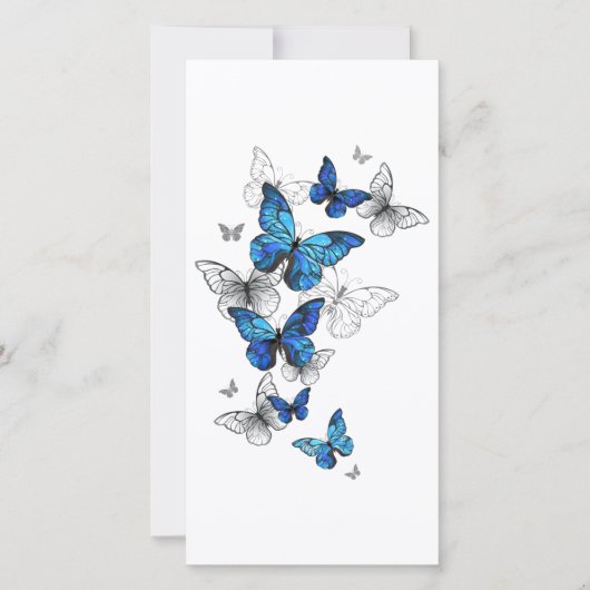 Carte De Remerciements Papillons volants bleus Morpho (Devant)