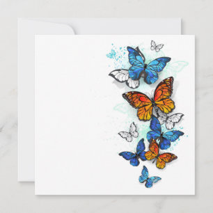 Carte De Remerciements Papillons volants Morpho et Monarch