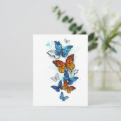 Carte De Remerciements Papillons volants Morpho et Monarch (Debout devant)