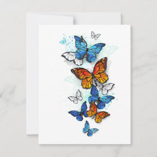 Carte De Remerciements Papillons volants Morpho et Monarch