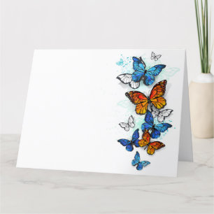 Carte De Remerciements Papillons volants Morpho et Monarch