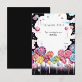 Carte De Remerciements Paradis des Enfants Anniversaire Candyland (Devant / Derrière)