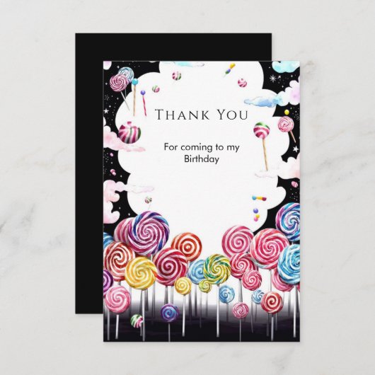 Carte De Remerciements Paradis des Enfants Candyland Anniversaire (Devant / Derrière)