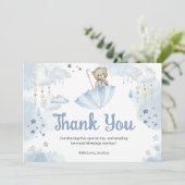 Carte De Remerciements Parapluie bleu Teddy Bear Bébé Parfum (Debout devant)