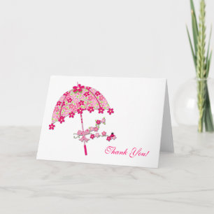 Carte De Remerciements Parapluie Floral Rose, Fête des mariées