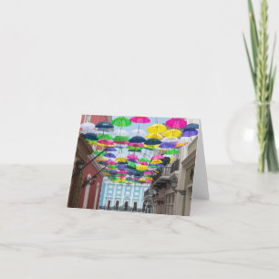 Carte De Remerciements Parapluies au-dessus des rues et du manoir San Jua