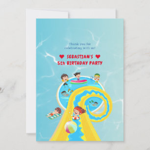Carte De Remerciements Parc aquatique Splash Eté toboggan aquatique fête 