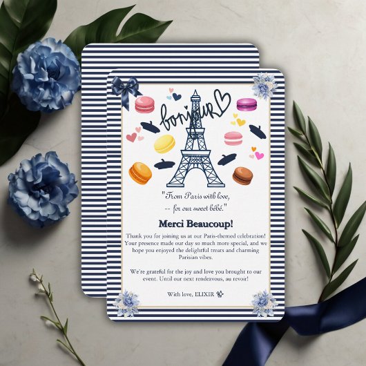 Carte De Remerciements Paris avec amour pour notre Baby shower de Bebe Do