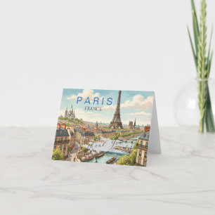 Carte De Remerciements Paris France Voyage Art Vintage Personnaliser