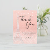 Carte De Remerciements Paris Rose Gold Parties scintillant Lights Sweet 1 (Debout devant)