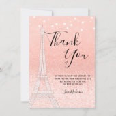 Carte De Remerciements Paris Rose Gold Parties scintillant Lights Sweet 1 (Devant)