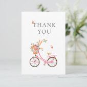 Carte De Remerciements Paris Vélo Rose Aquarelle Favoriser Sac (Debout devant)