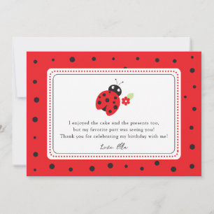 Carte De Remerciements Parti Anniversaire de enfant Cutest Little Ladybug