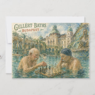 Carte De Remerciements Partie d'échecs Bains Gellert Budapest Hongrie