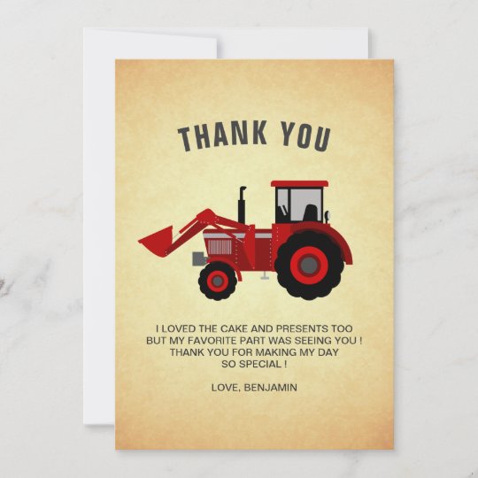 Carte De Remerciements Partie Rouge D Anniversaire De Enfant De Tracteur Zazzle Be