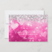 Carte De Remerciements Parties scintillant argentée brillante Coeurs rayo (Dos)