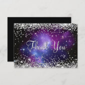 Carte De Remerciements Parties scintillant argentée mauve céleste (Devant / Derrière)