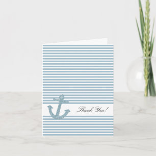 Carte De Remerciements Parties scintillant Bleu Ancre nautique