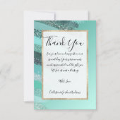 Carte De Remerciements Parties scintillant bleu vert Aquamarine Brosses p (Devant)