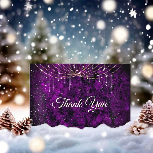 Carte De Remerciements Parties scintillant chic en argent violet