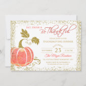 Carte De Remerciements Parties scintillant citrouille Thanksgiving Dîner  (Devant)