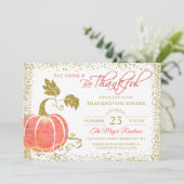 Carte De Remerciements Parties scintillant citrouille Thanksgiving Dîner  (Debout devant)