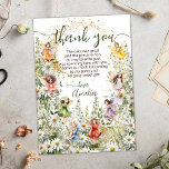 Carte De Remerciements Parties scintillant colorée de fées mignonnes<br><div class="desc">Notre design féérique de fêtes d'anniversaire à la fée pixie est fait d'illustrations délicates d'aquarelle,  d'accents scintillants de parties scintillant en or,  et d'un éclatant éventail de fées colorées dansant dans un jardin floral fantaisiste rempli de marguerites.</div>