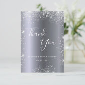 Carte De Remerciements Parties scintillant d'argent d'anniversaire (Debout devant)