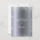 Carte De Remerciements Parties scintillant d'argent d'anniversaire (Dos)