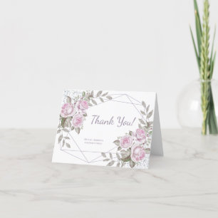 Carte De Remerciements Parties scintillant d'argent floral pourpre