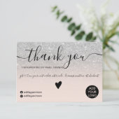 Carte De Remerciements Parties scintillant d'argent moderne ordre de brou (Debout devant)