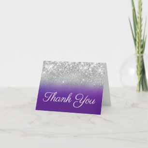 Carte De Remerciements Parties scintillant d'argent Royal violet Ombre su