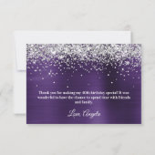 Carte De Remerciements Parties scintillant d'argent Violet foncé violet v (Dos)
