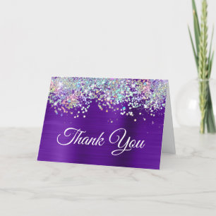 Carte De Remerciements Parties scintillant de l'Holo Foil Purple Indigo