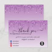 Carte De Remerciements Parties scintillant de séchage d'affaires violet d (Devant / Derrière)