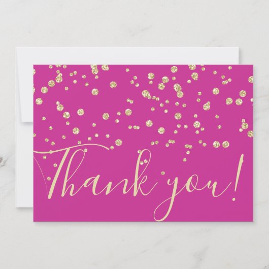 Carte De Remerciements Parties scintillant d'or Chic Confetti Fuschia Typ (Devant)
