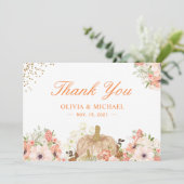 Carte De Remerciements Parties scintillant d'or de l'automne Citrouille F (Debout devant)