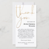 Carte De Remerciements Parties scintillant d'or Faux Script et photo Merc (Devant)